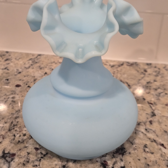 Fenton Light Blue Ruffled Top Vase - Picture 3 of 4